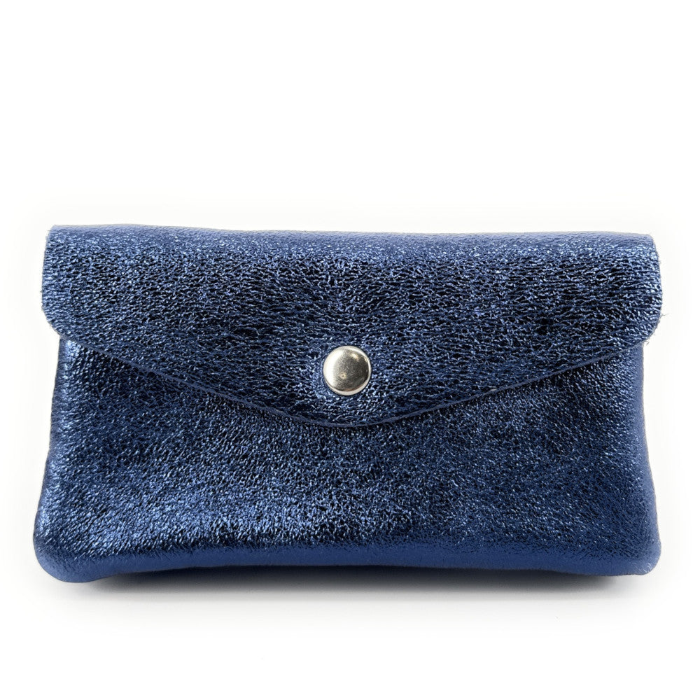 Pochette porte-monnaie en cuir irisé COMPO Bleu irisé