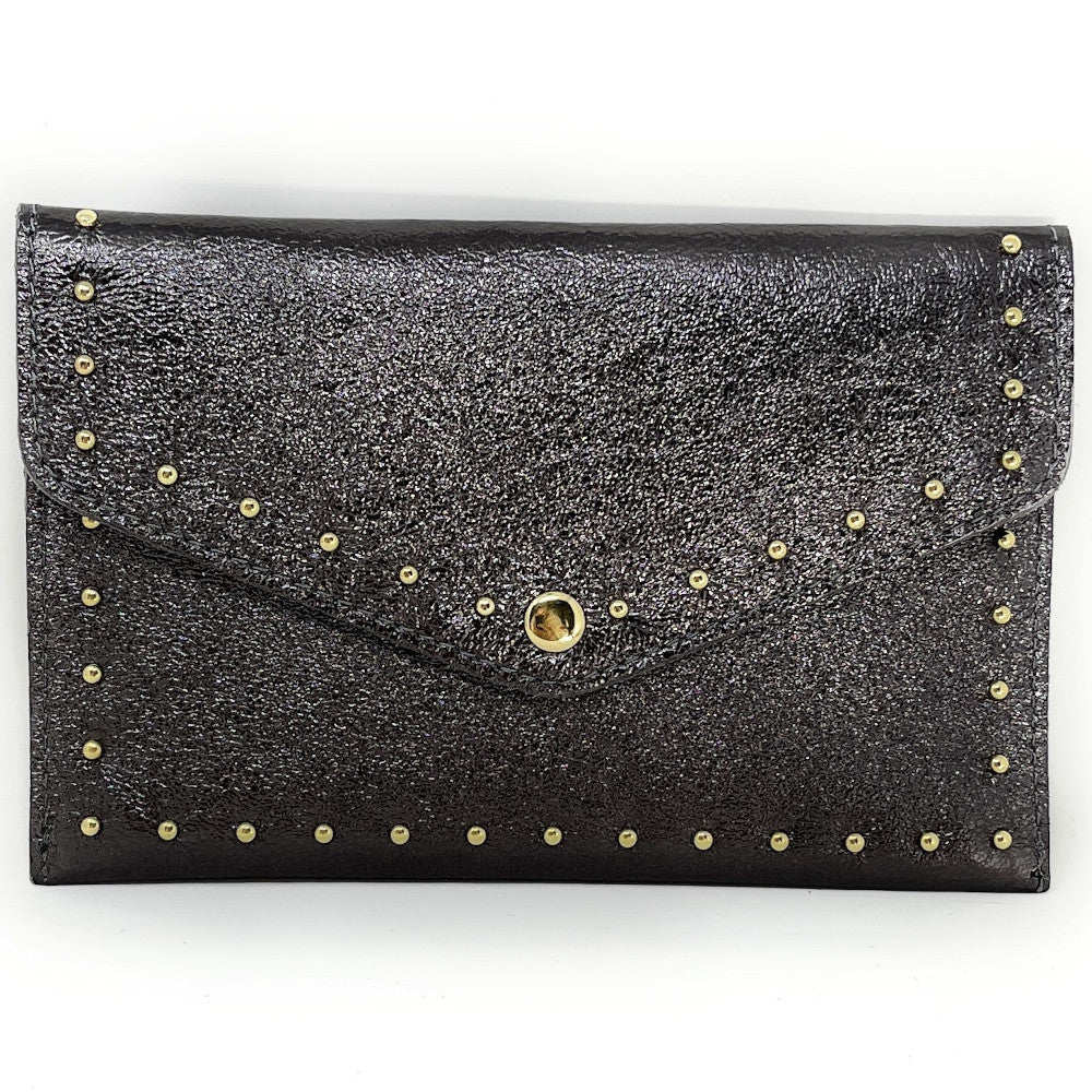Pochette porte-monnaie en cuir irisé TINA Argent foncé