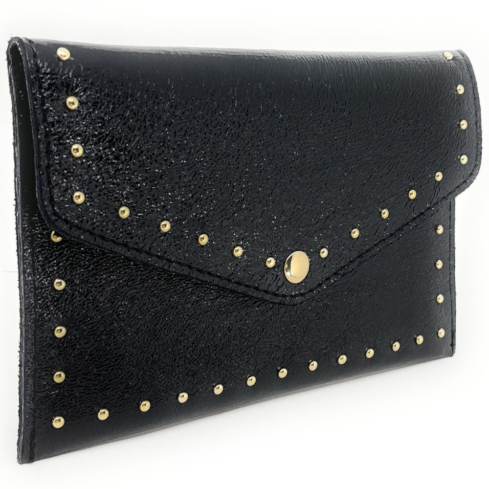 Pochette porte-monnaie en cuir irisé TINA Noir irisé
