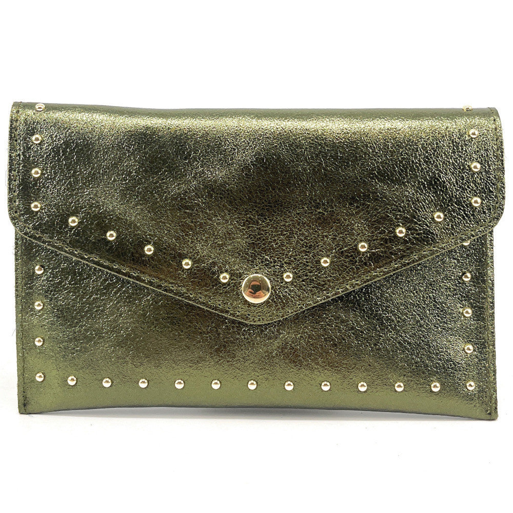 Pochette porte-monnaie en cuir irisé TINA Kaki irisé