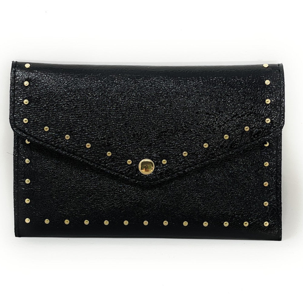 Pochette porte-monnaie en cuir irisé TINA Noir irisé