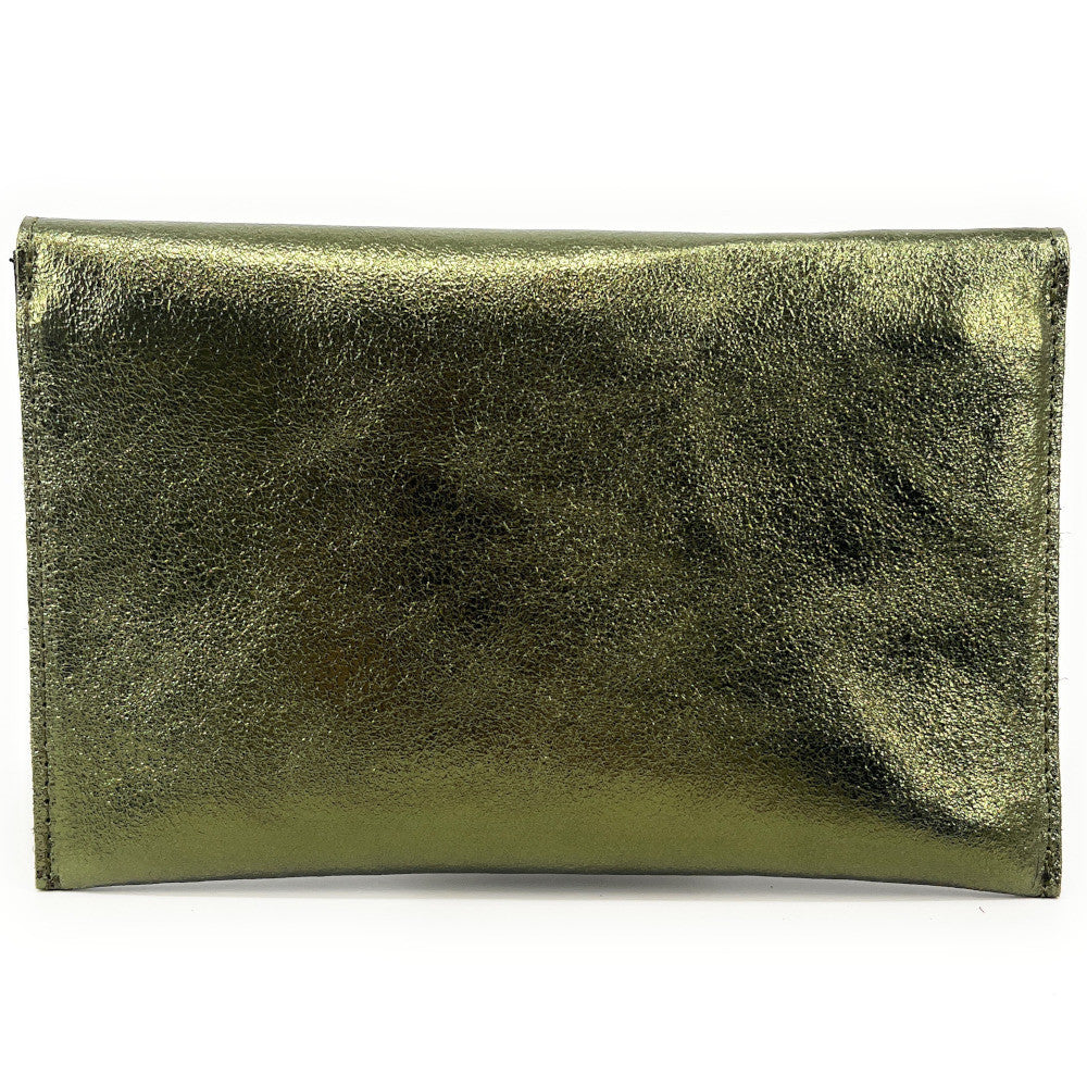 Pochette porte-monnaie en cuir irisé TINA Kaki irisé
