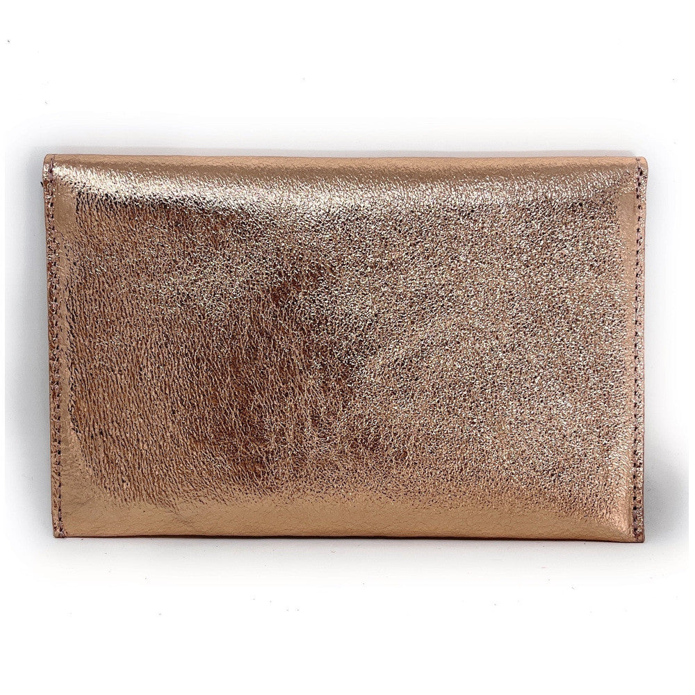 Pochette porte-monnaie en cuir irisé TINA Rose gold