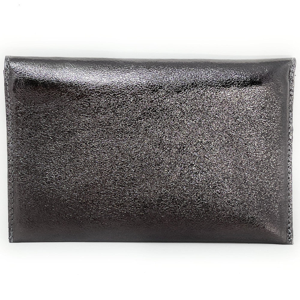 Pochette porte-monnaie en cuir irisé TINA Argent foncé