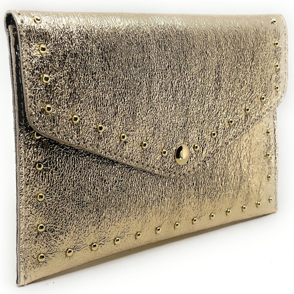 Pochette porte-monnaie en cuir irisé TINA Or