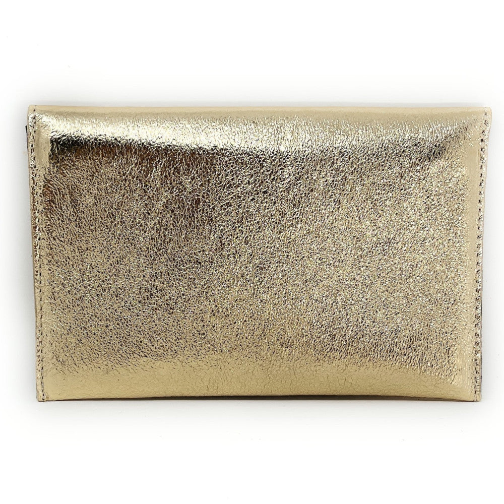Pochette porte-monnaie en cuir irisé TINA Or