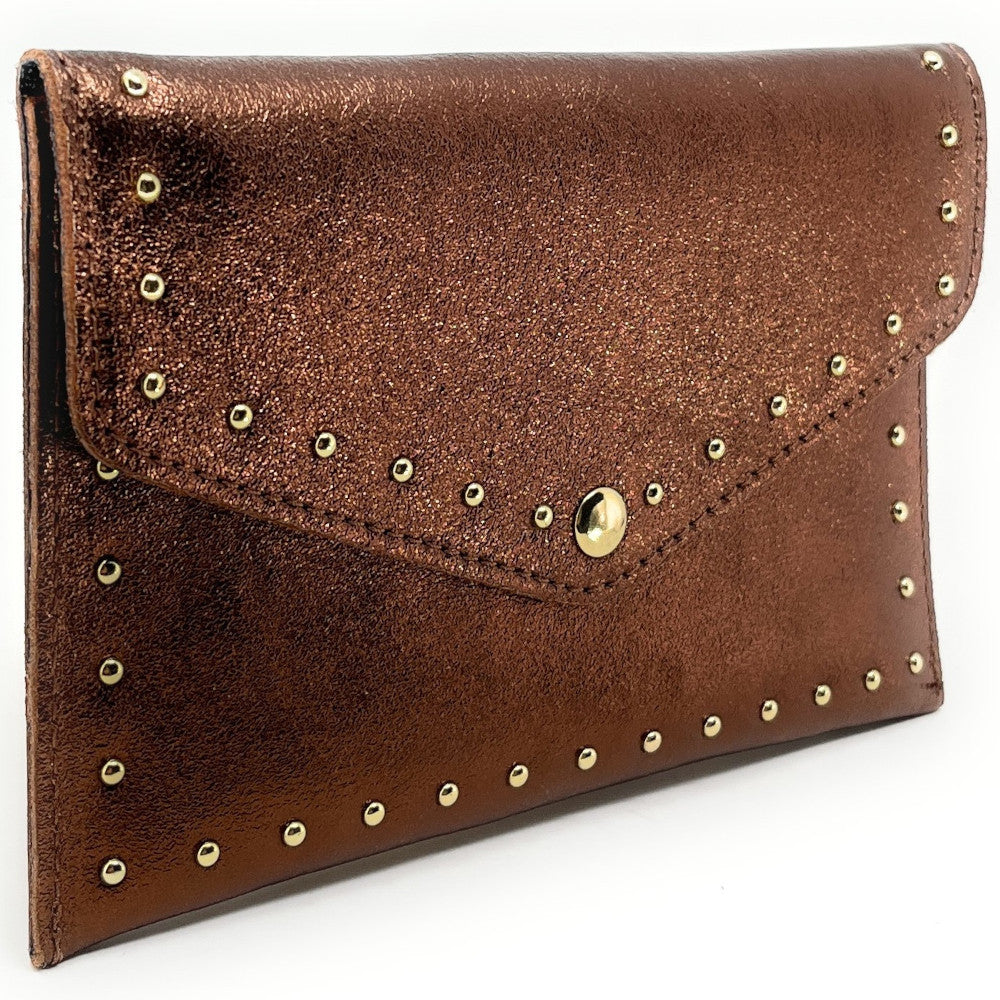 Pochette porte-monnaie en cuir irisé TINA Bronze