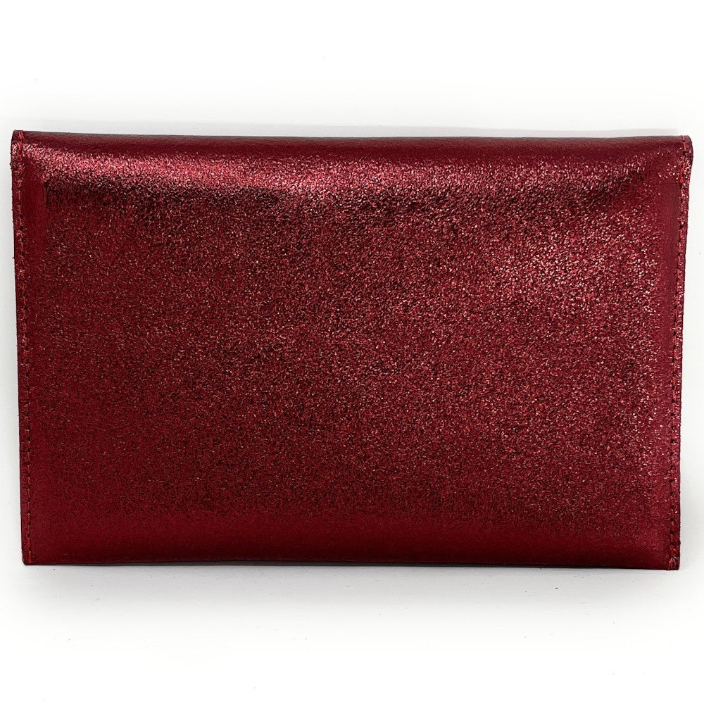 Pochette porte-monnaie en cuir irisé TINA Framboise irisé