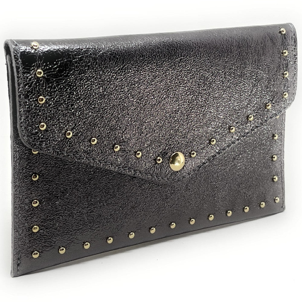 Pochette porte-monnaie en cuir irisé TINA Argent foncé