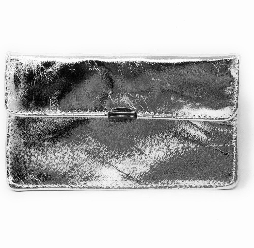 Pochette porte-monnaie en cuir lisse IMPRO Argent moyen