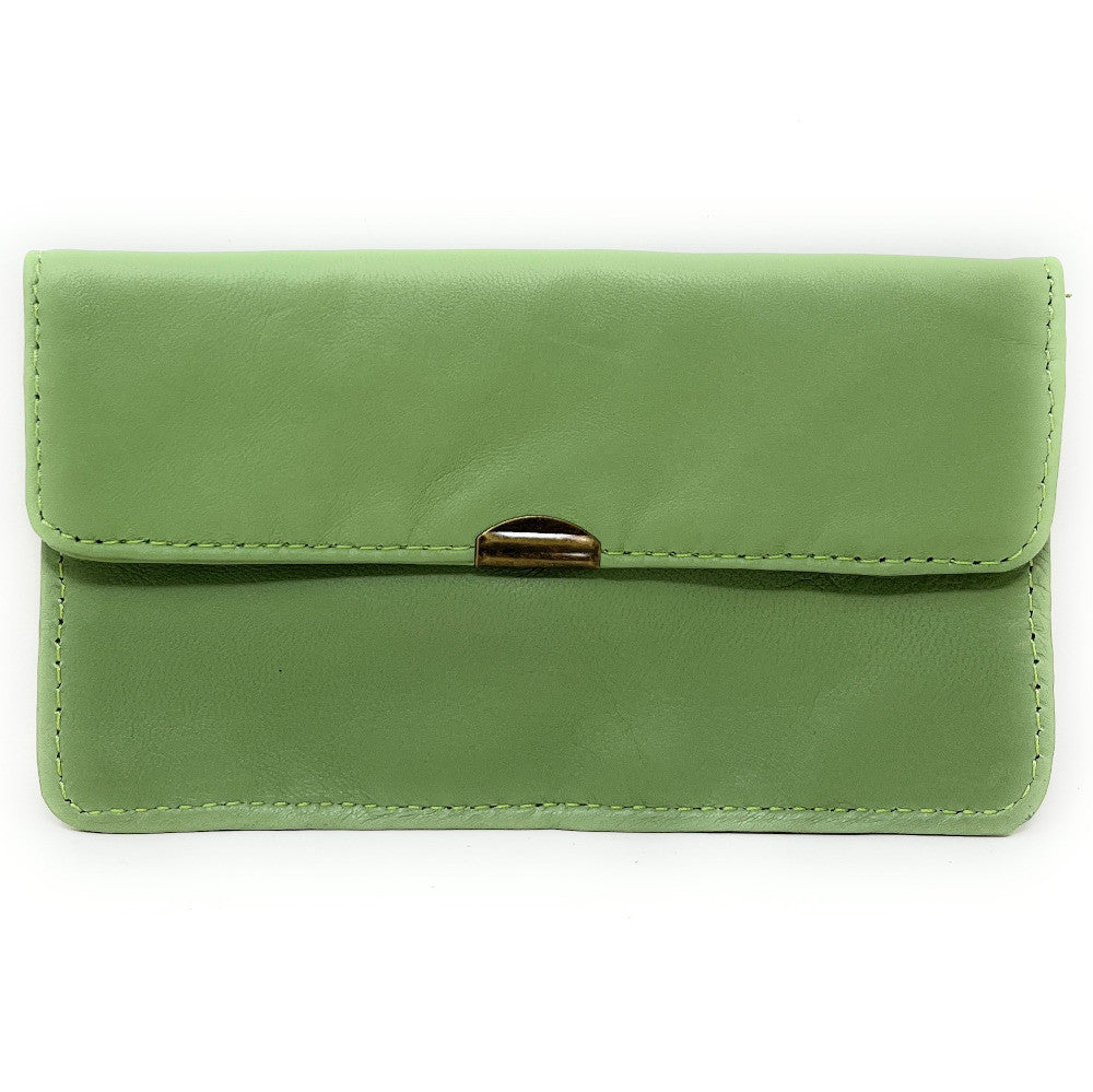 Pochette porte-monnaie en cuir lisse IMPRO Vert amande