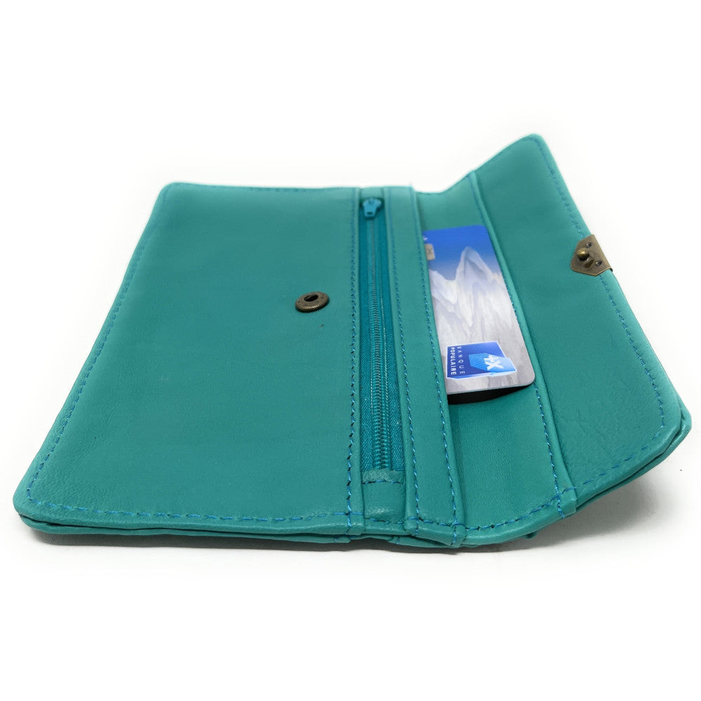 Pochette porte-monnaie en cuir lisse IMPRO Vert Véronèse