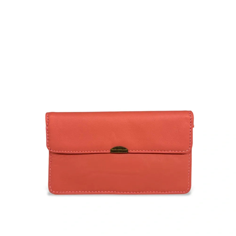 Pochette porte-monnaie en cuir lisse IMPRO Rouge brique