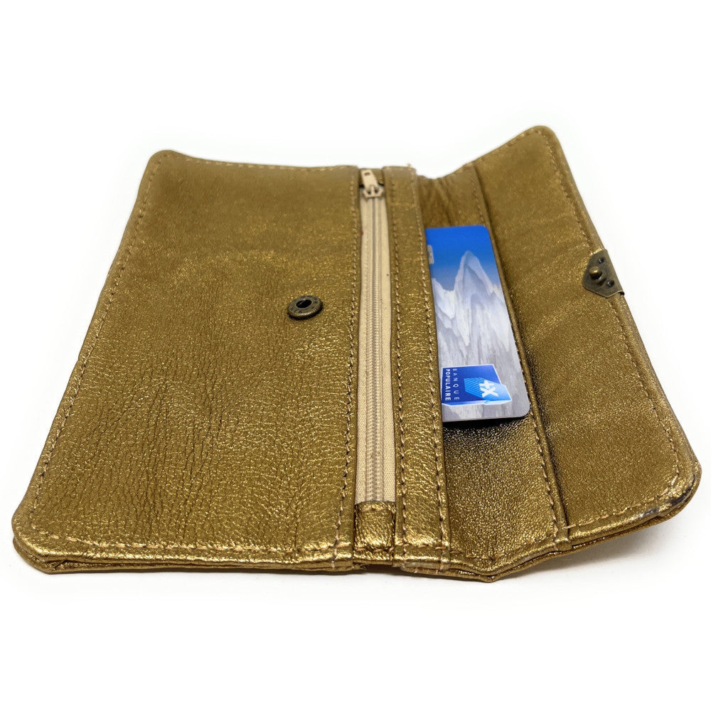 Pochette porte-monnaie en cuir lisse IMPRO Or vieilli