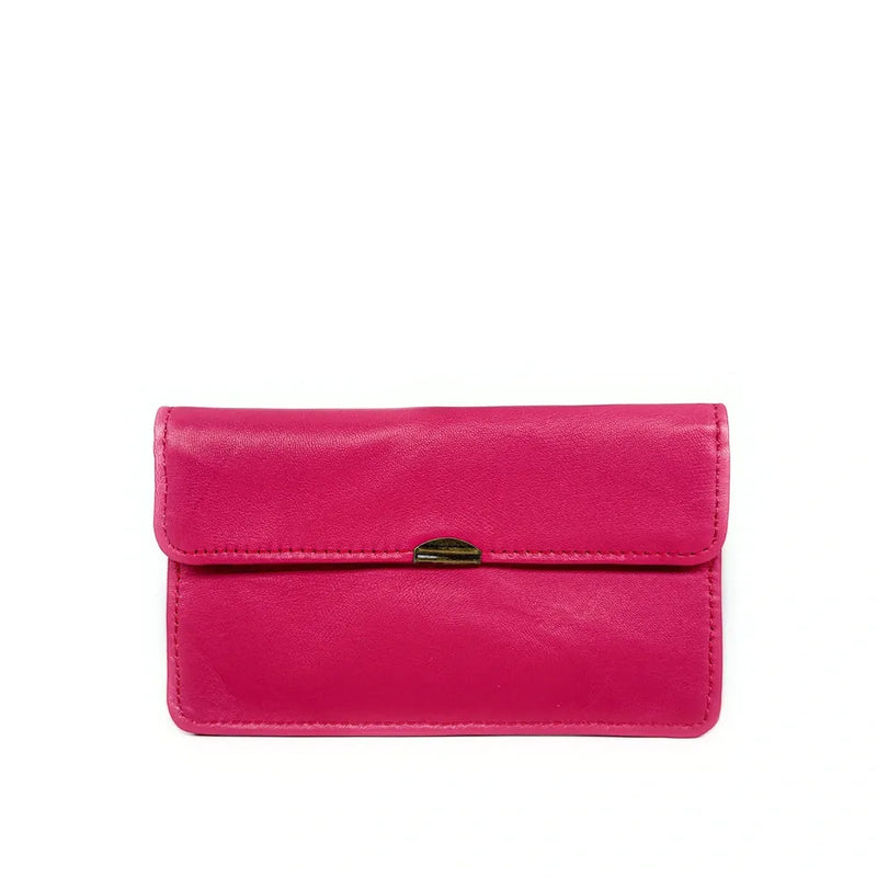 Pochette porte-monnaie en cuir lisse IMPRO Rose intense