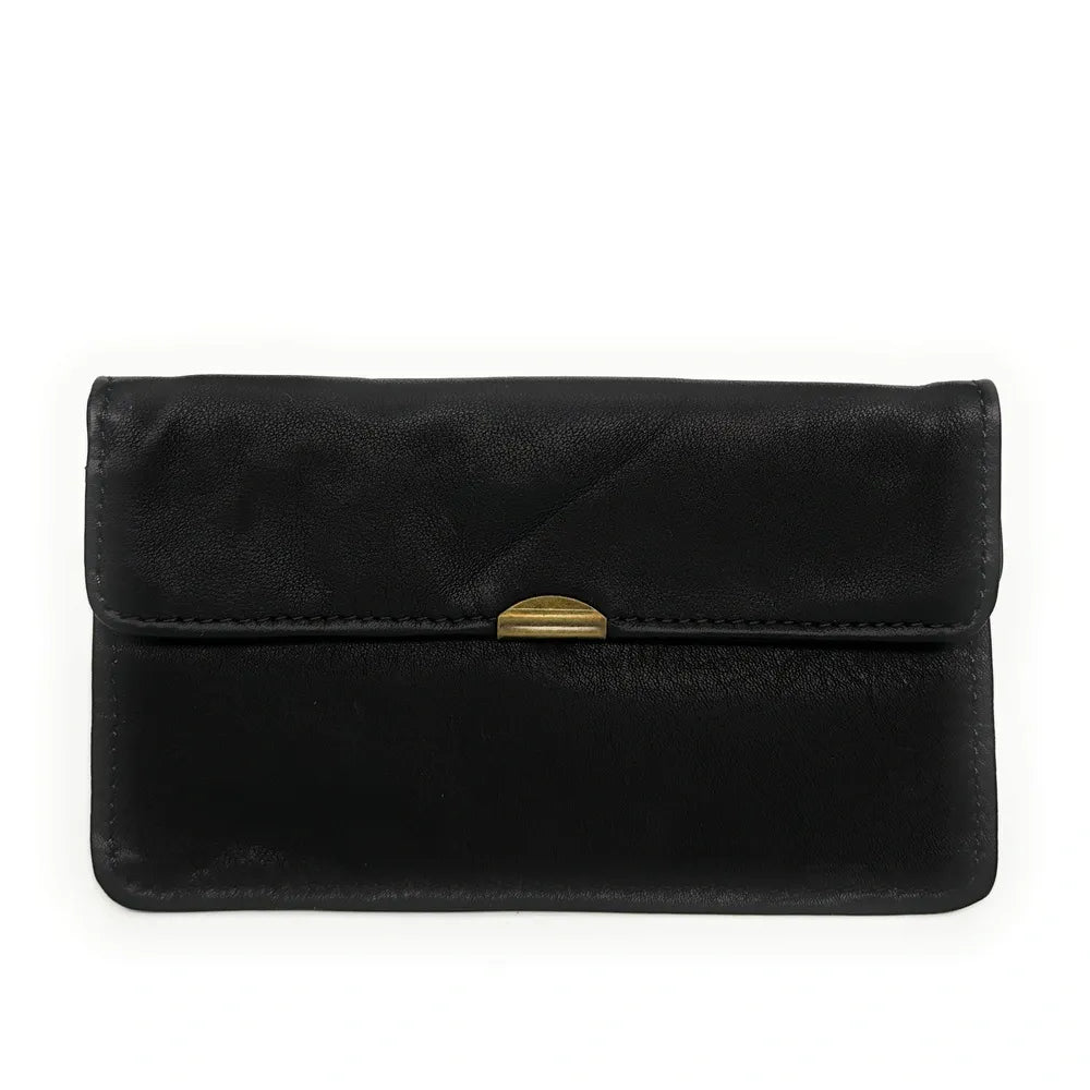 Pochette porte-monnaie en cuir lisse IMPRO Noir