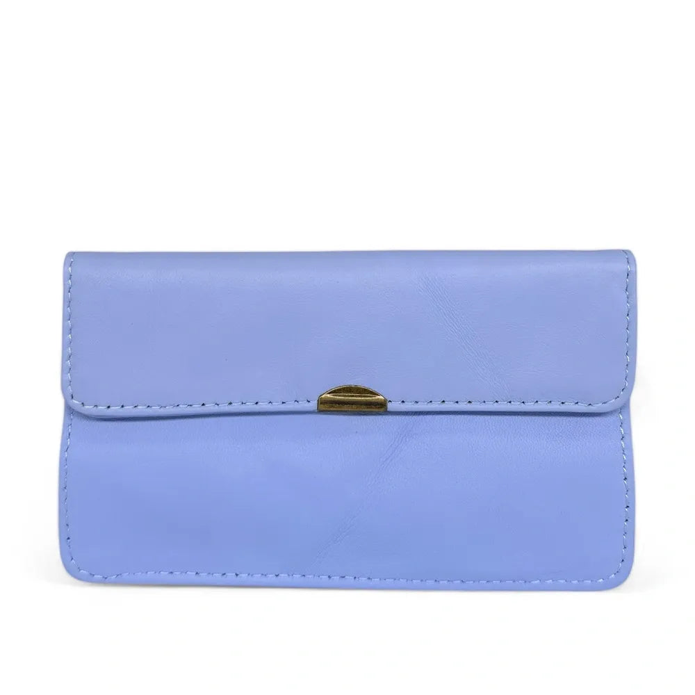 Pochette porte-monnaie en cuir lisse IMPRO Bleu lavande