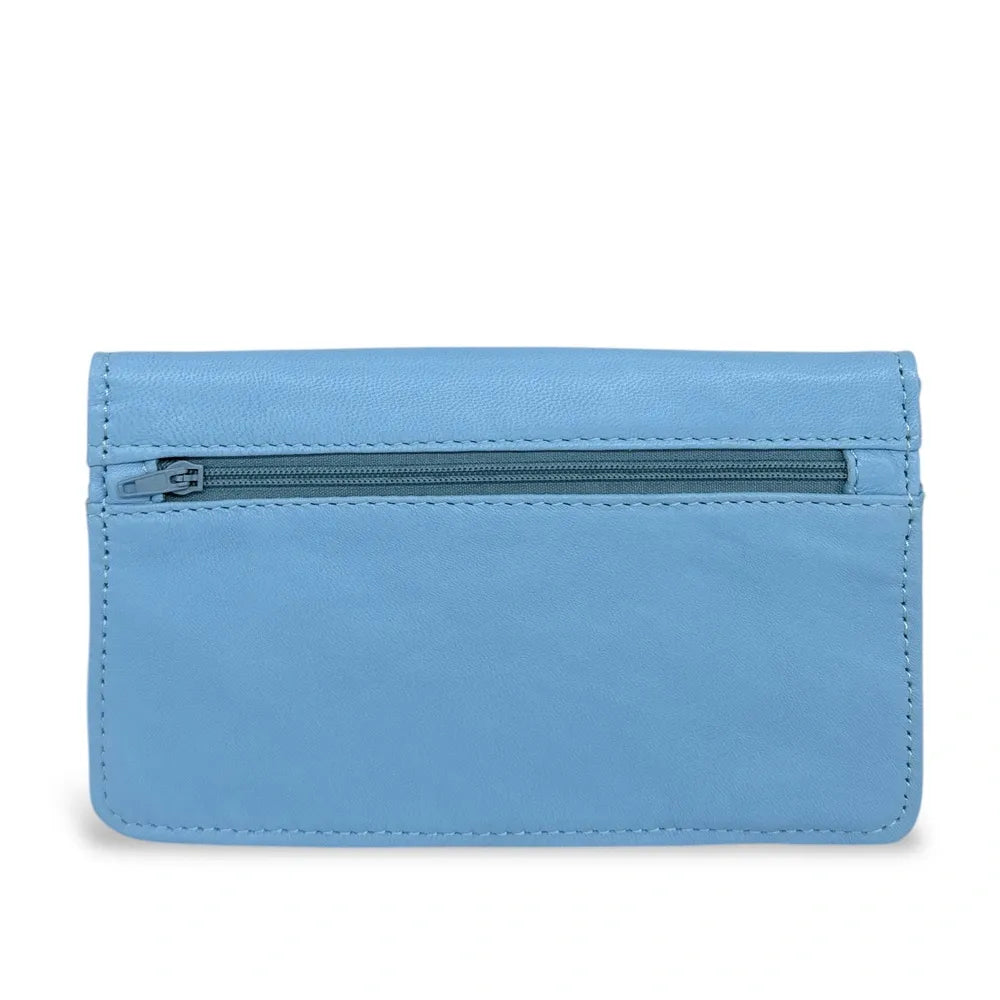 Pochette porte-monnaie en cuir lisse IMPRO Bleu pastel