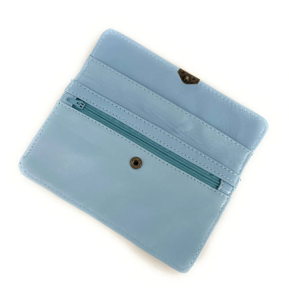 Pochette porte-monnaie en cuir lisse IMPRO Bleu glacier