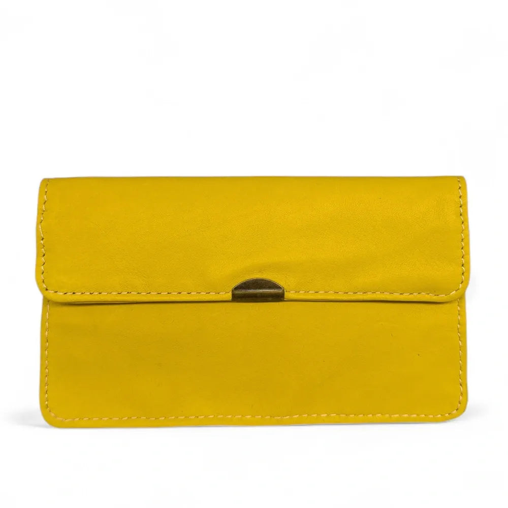 Pochette porte-monnaie en cuir lisse IMPRO Jaune tournesol