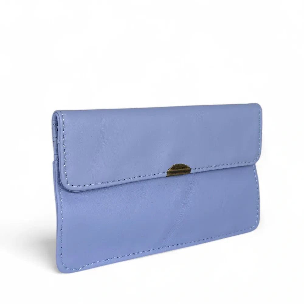 Pochette porte-monnaie en cuir lisse IMPRO Bleu lavande