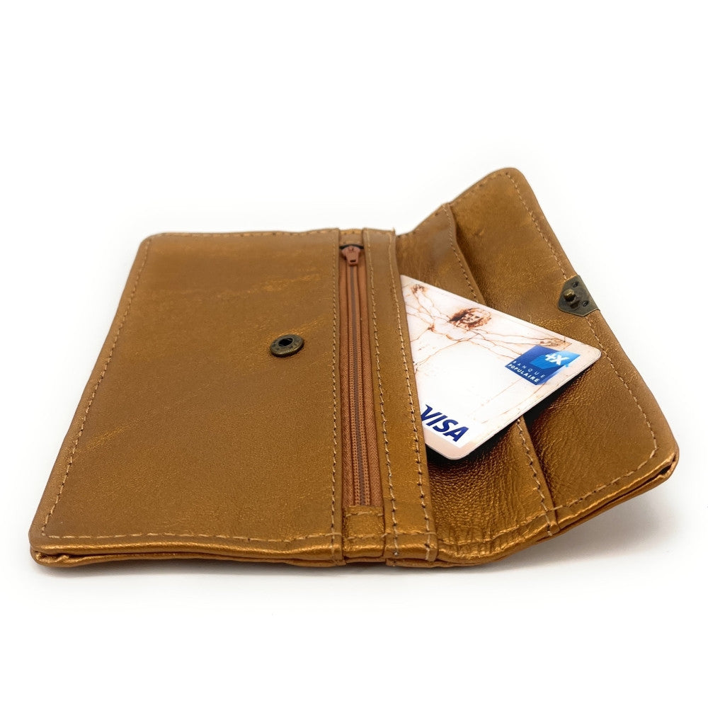 Pochette porte-monnaie en cuir lisse IMPRO Or cuivré