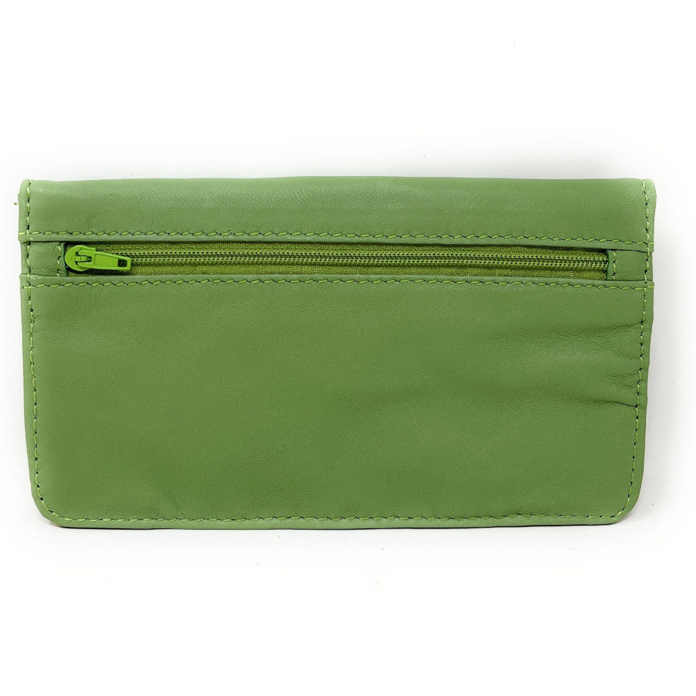 Pochette porte-monnaie en cuir lisse IMPRO Vert amande
