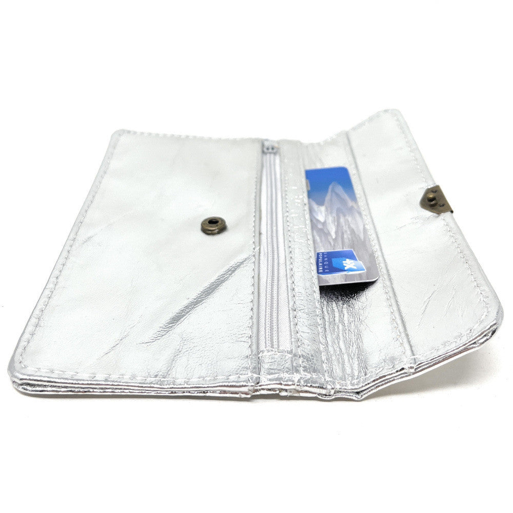 Pochette porte-monnaie en cuir lisse IMPRO Argent moyen