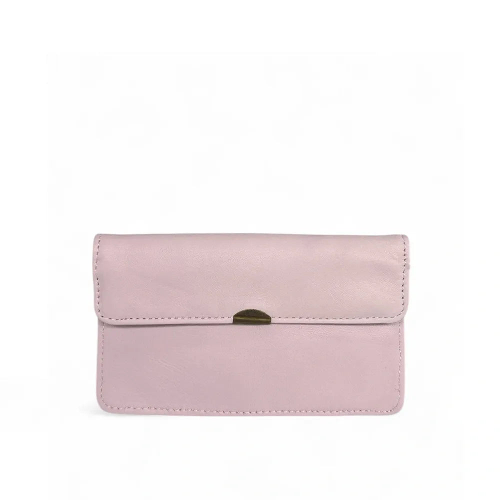 Pochette porte-monnaie en cuir lisse IMPRO Rose pâle