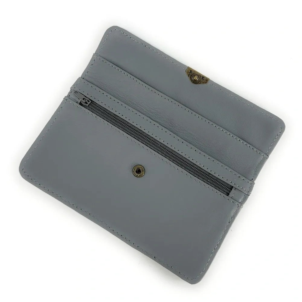 Pochette porte-monnaie en cuir lisse IMPRO Gris pigeon