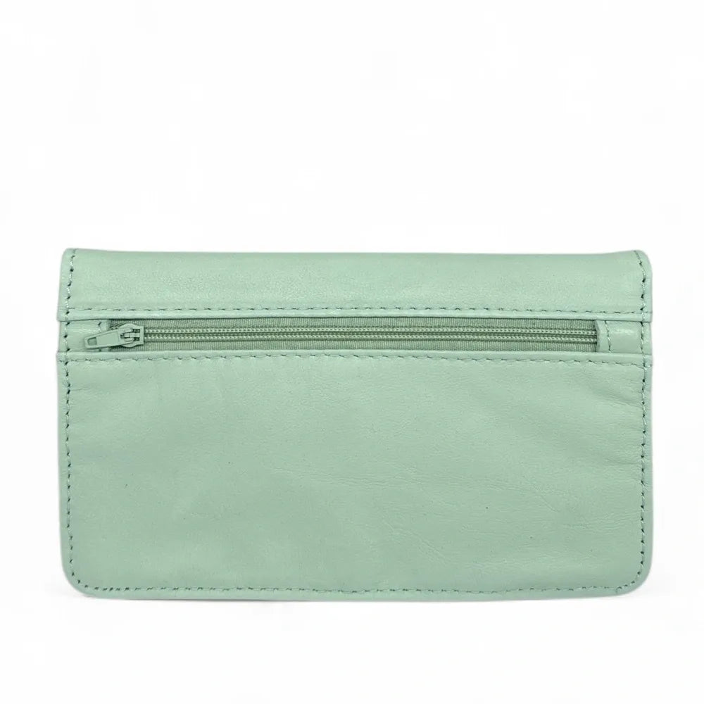 Pochette porte-monnaie en cuir lisse IMPRO Vert pastel