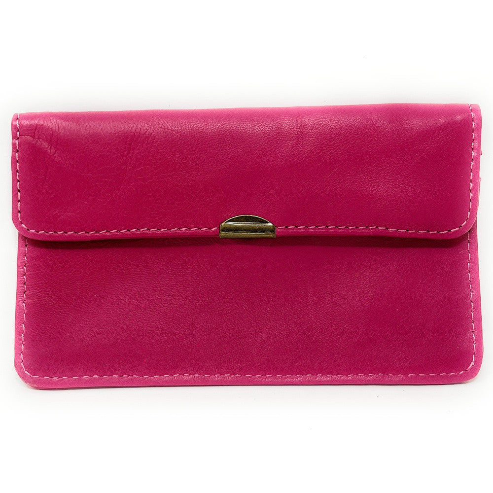 Pochette porte-monnaie en cuir lisse IMPRO Rose bonbon