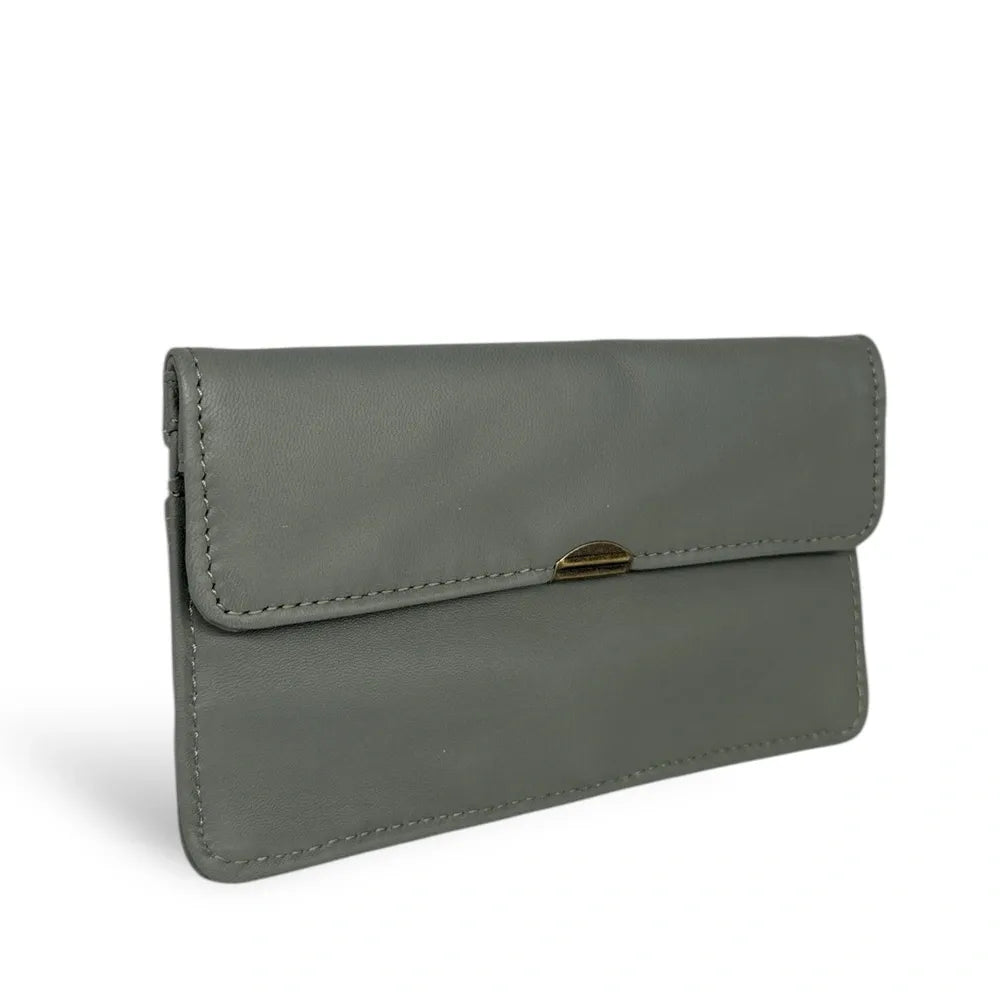 Pochette porte-monnaie en cuir lisse IMPRO Kaki clair