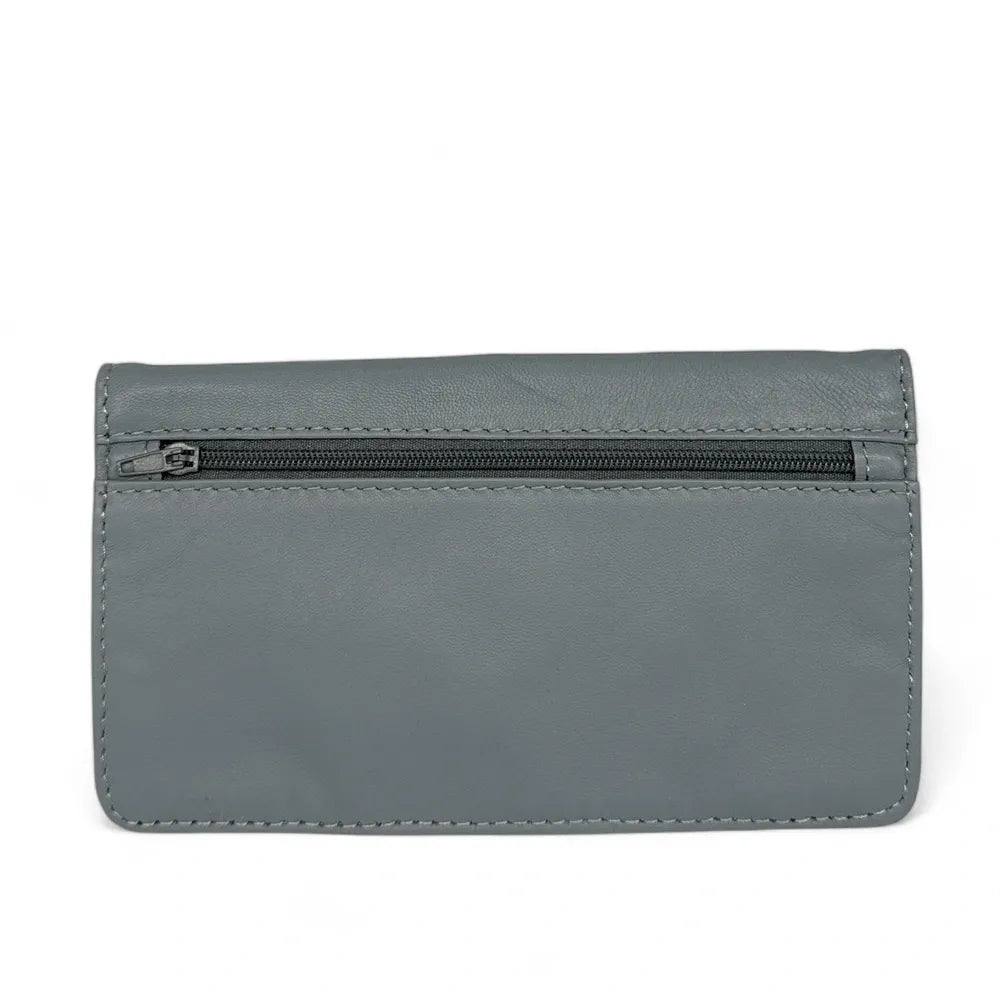 Pochette porte-monnaie en cuir lisse IMPRO Gris pigeon