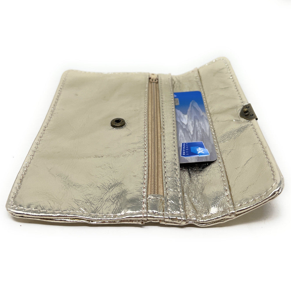 Pochette porte-monnaie en cuir lisse IMPRO Or pâle