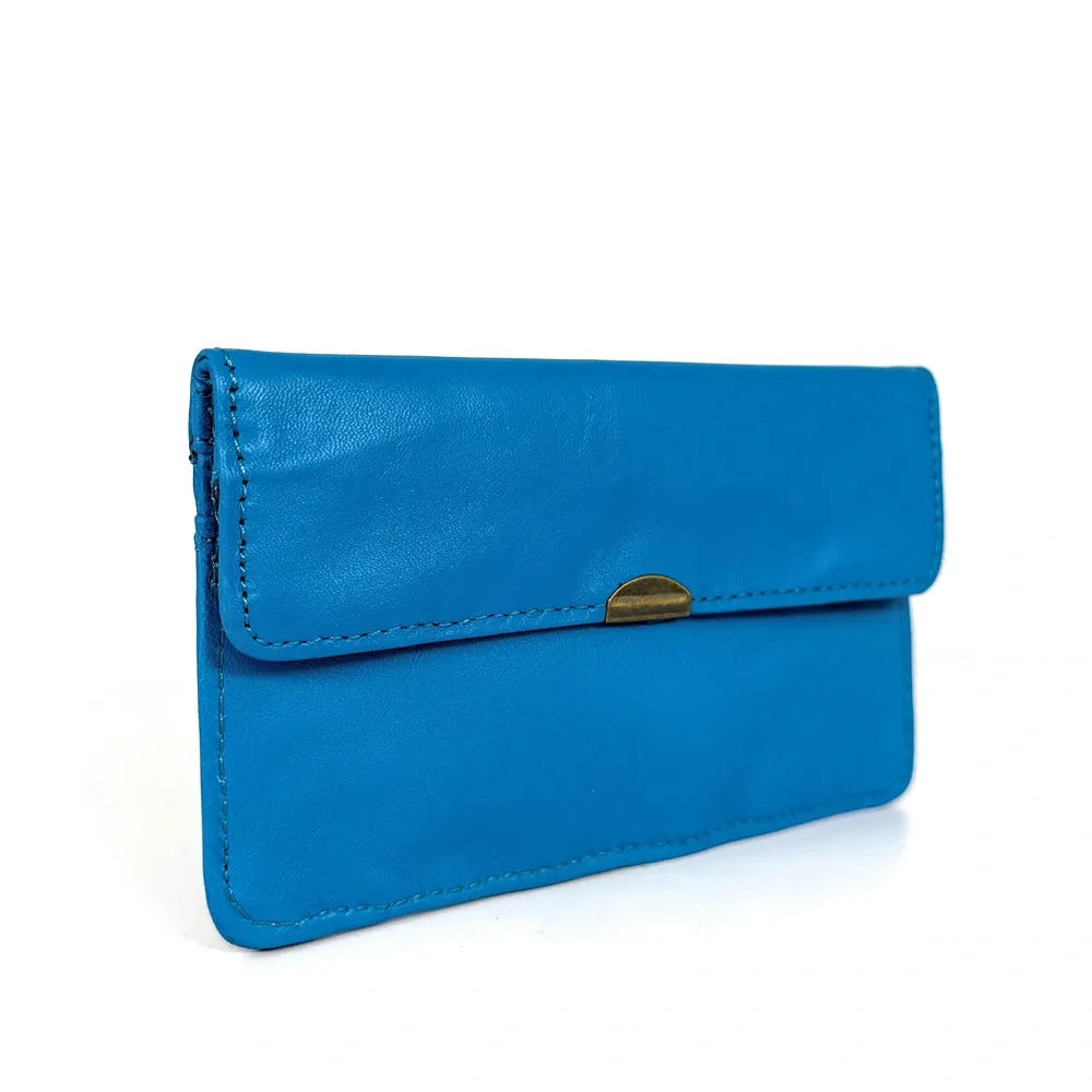 Pochette porte-monnaie en cuir lisse IMPRO Bleu cobalt