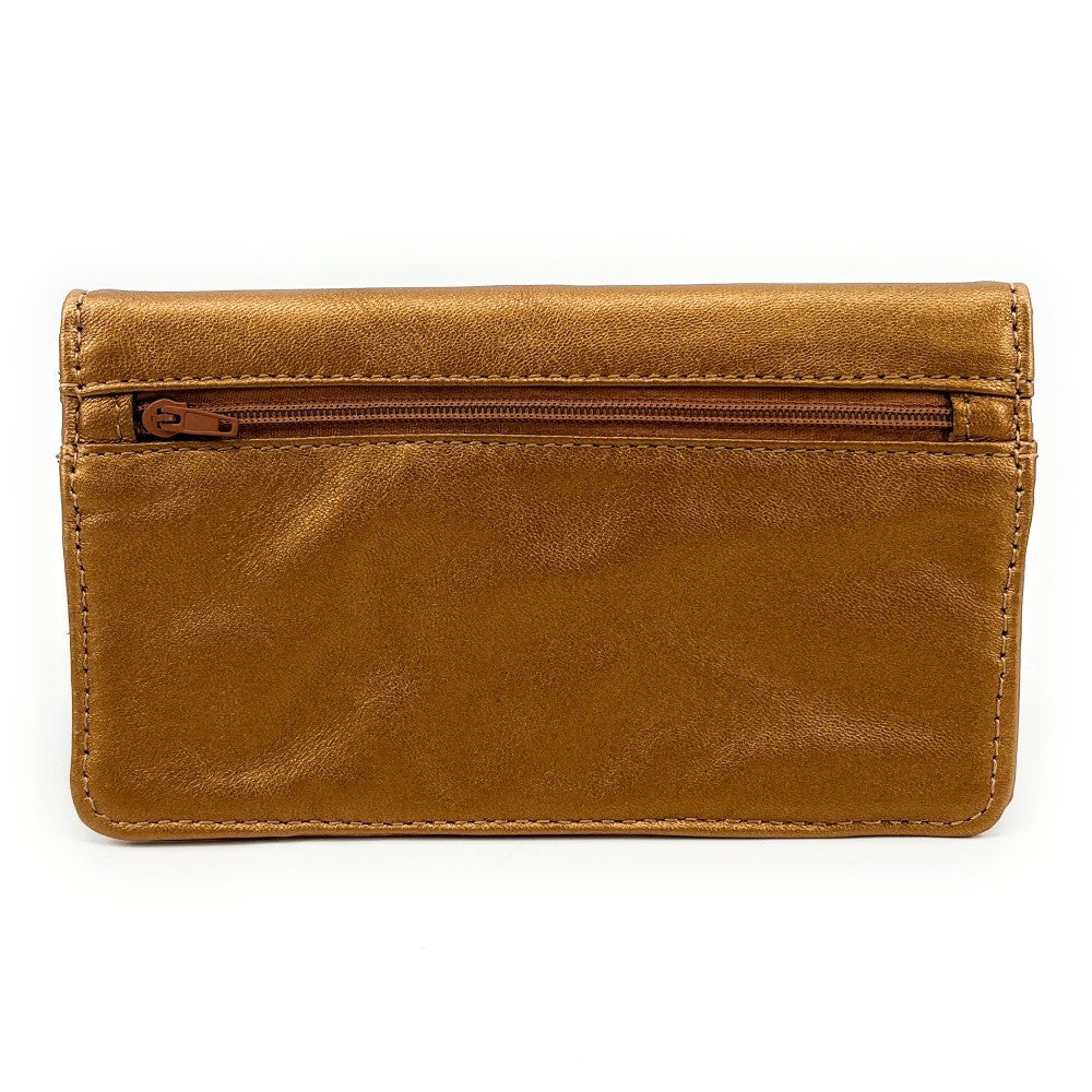 Pochette porte-monnaie en cuir lisse IMPRO Or cuivré