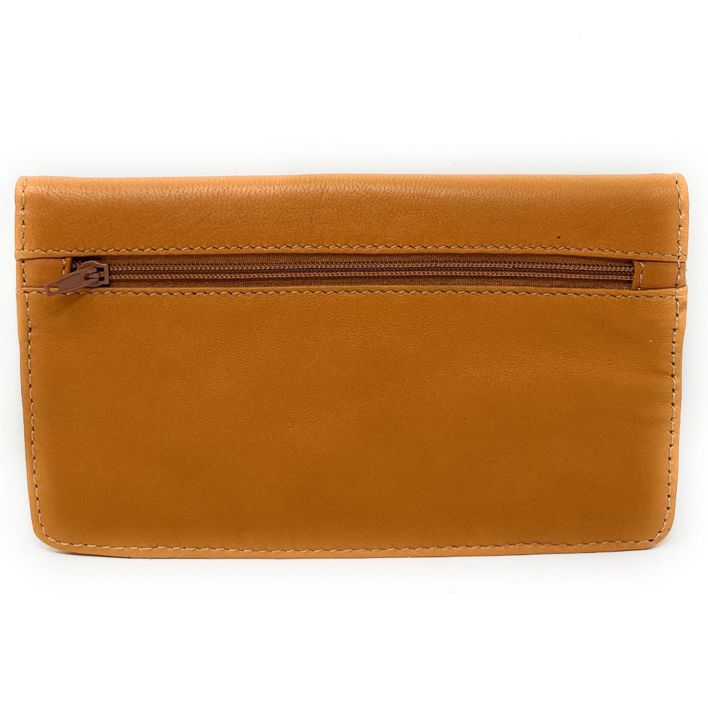 Pochette porte-monnaie en cuir lisse IMPRO Camel