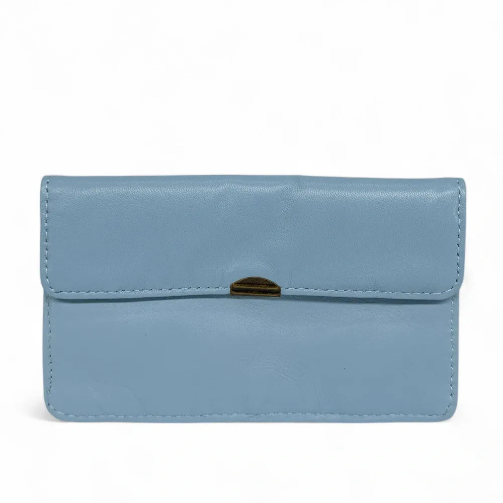 Pochette porte-monnaie en cuir lisse IMPRO Bleu glacier