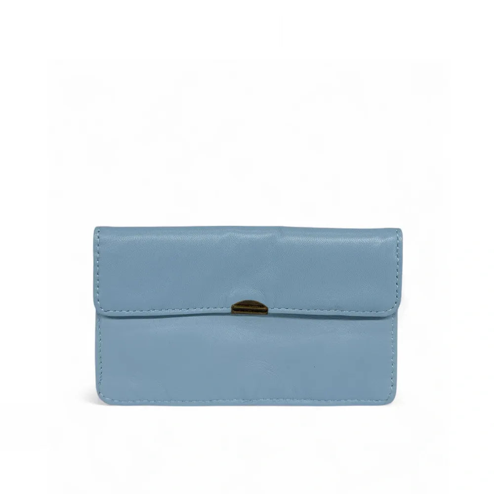 Pochette porte-monnaie en cuir lisse IMPRO Bleu glacier