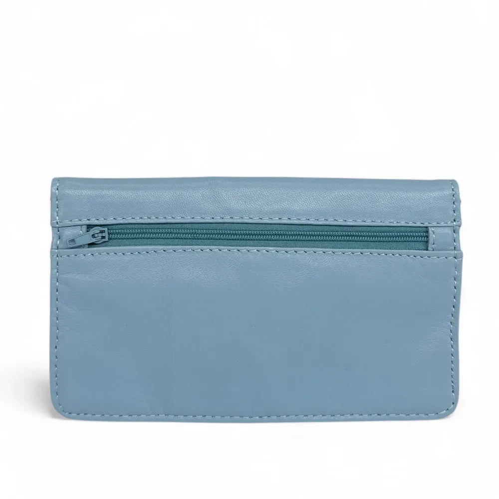 Pochette porte-monnaie en cuir lisse IMPRO Bleu glacier