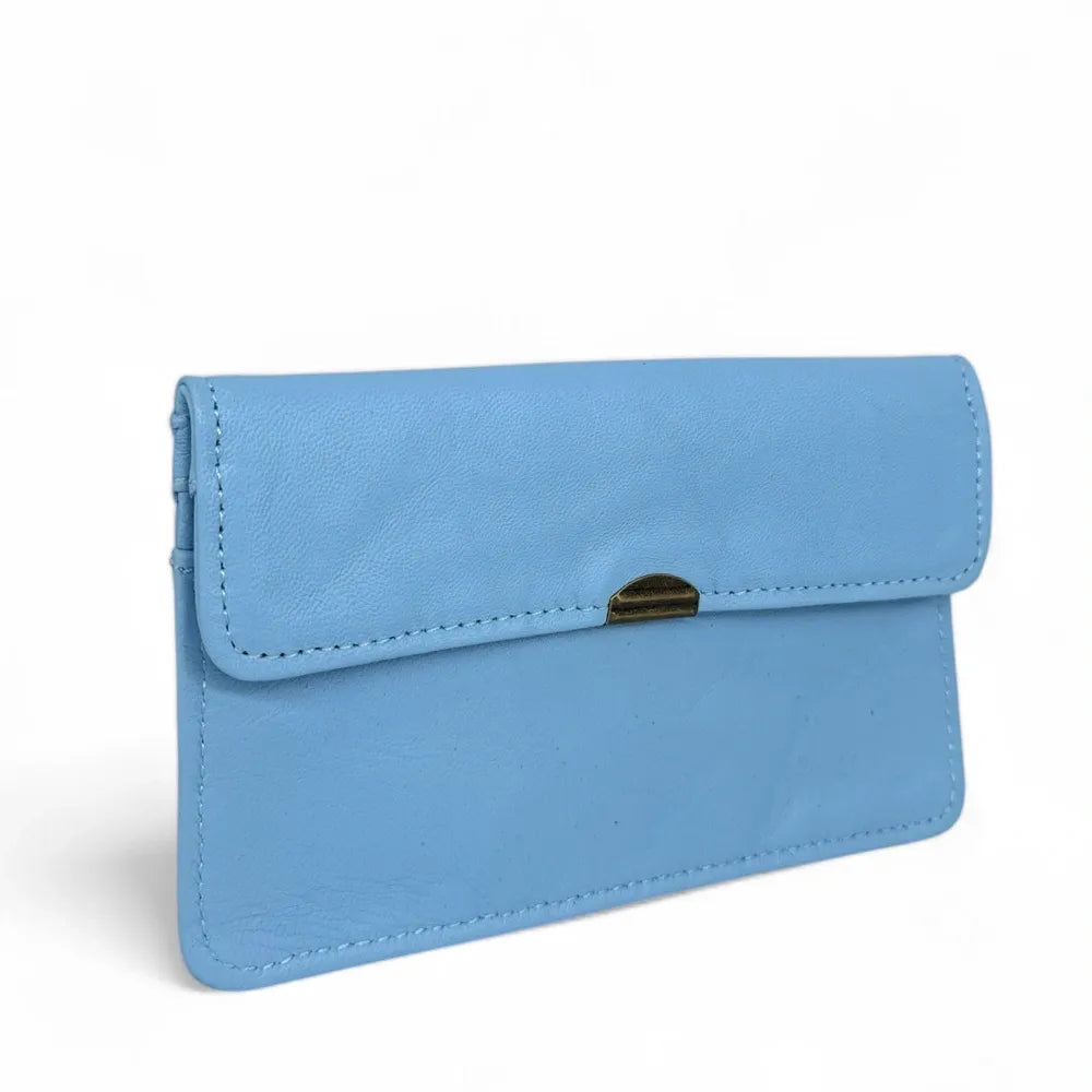 Pochette porte-monnaie en cuir lisse IMPRO Bleu pastel