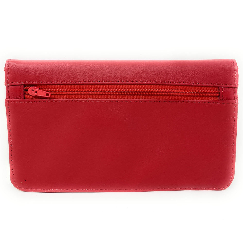 Pochette porte-monnaie en cuir lisse IMPRO Rouge garance