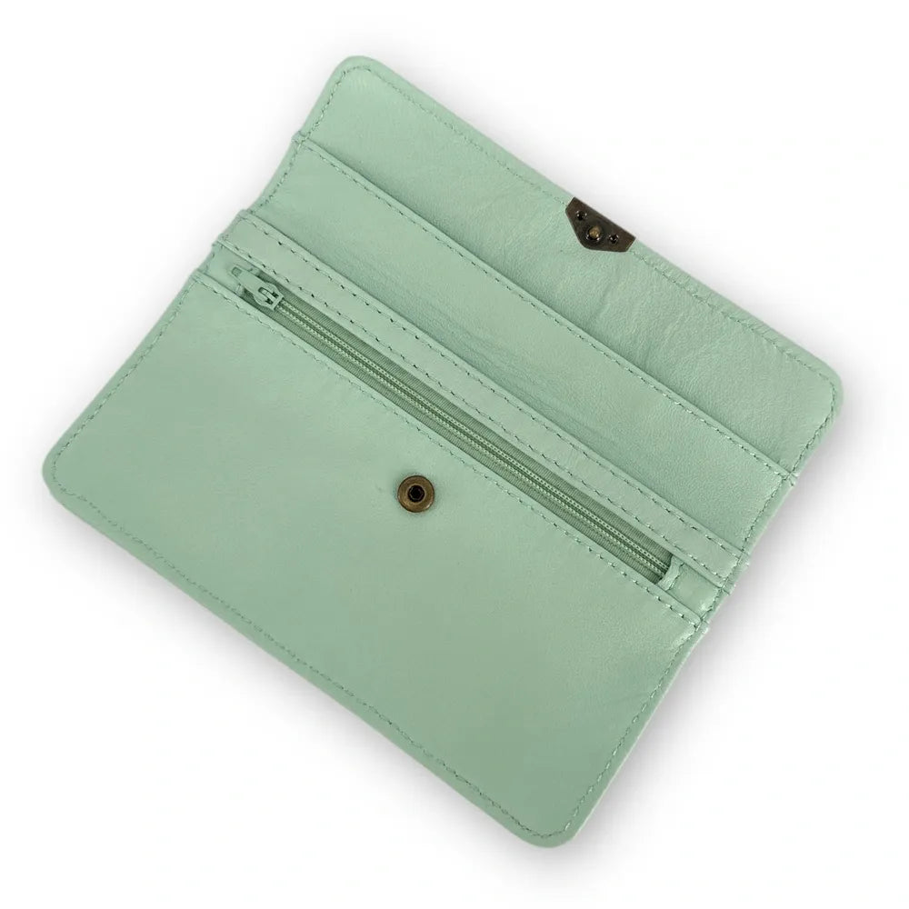 Pochette porte-monnaie en cuir lisse IMPRO Vert pastel