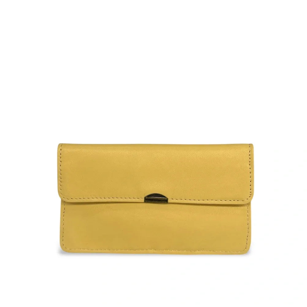 Pochette porte-monnaie en cuir lisse IMPRO Jaune pastel