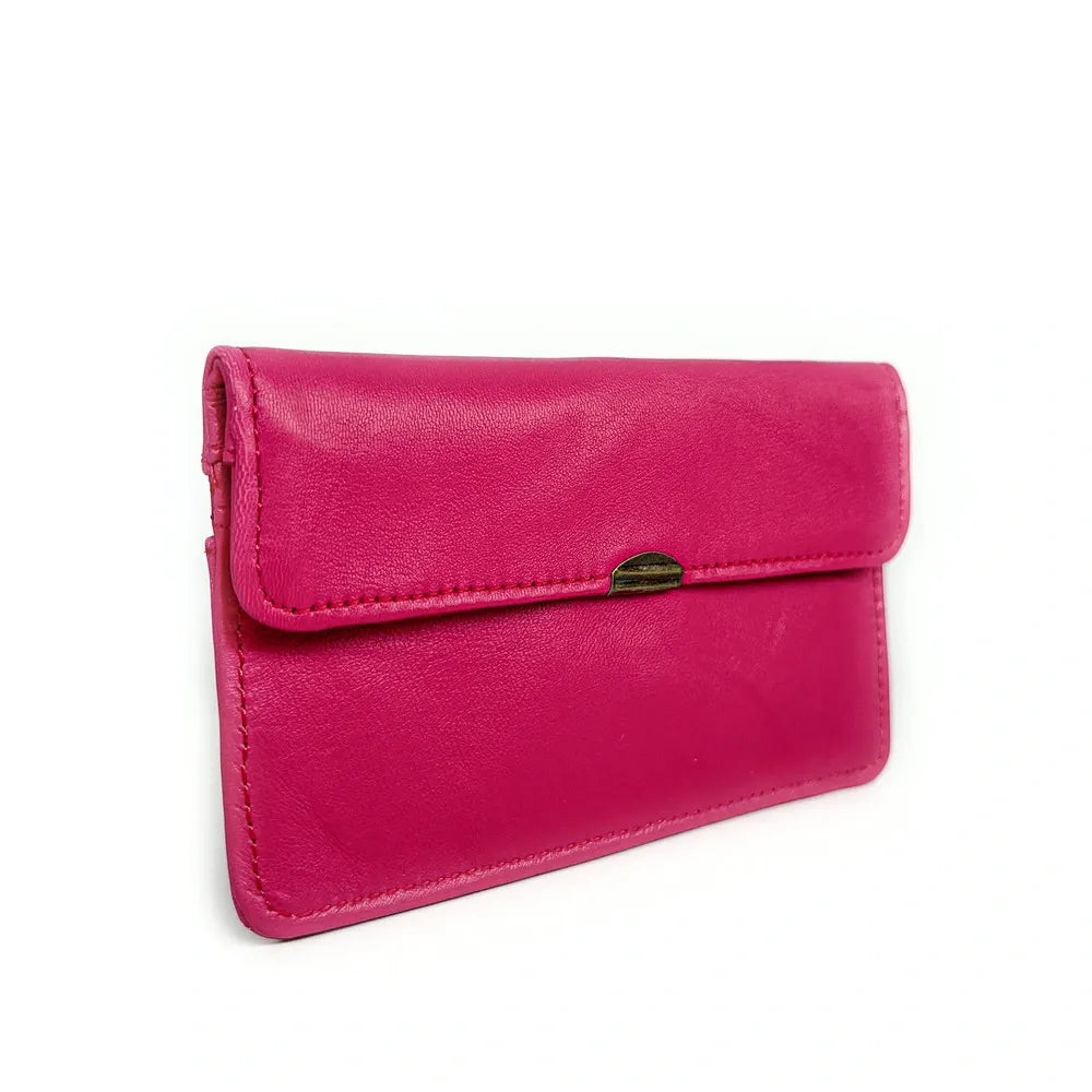 Pochette porte-monnaie en cuir lisse IMPRO Rose intense