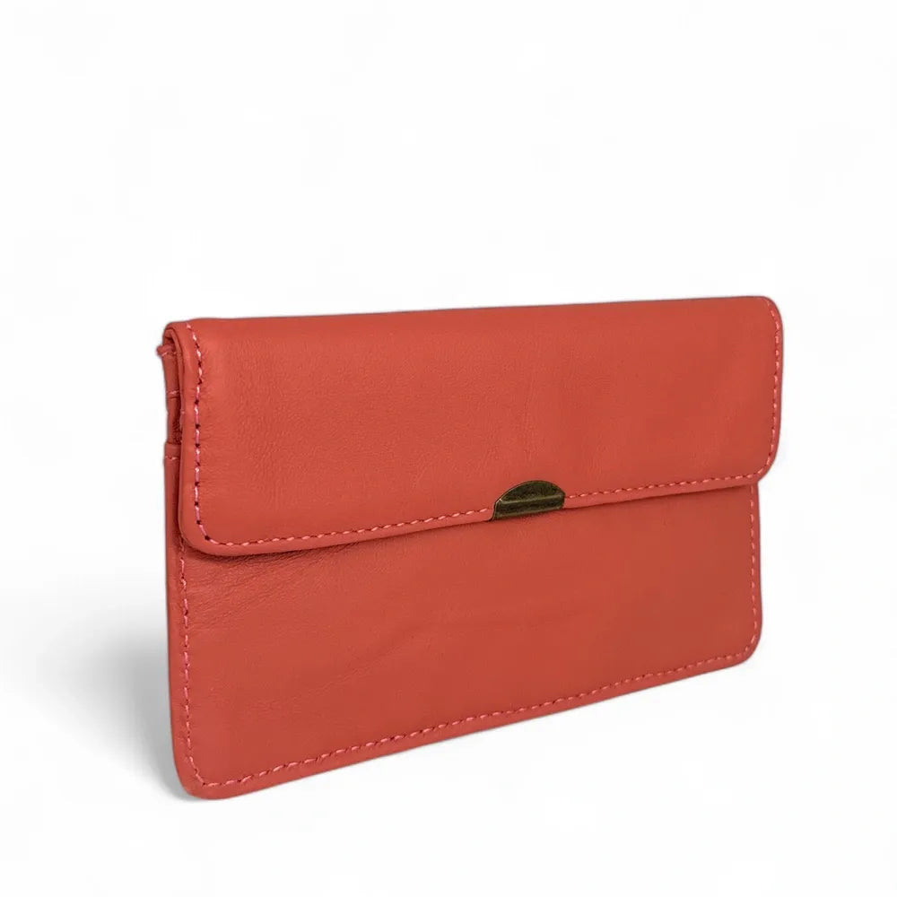 Pochette porte-monnaie en cuir lisse IMPRO Rouge brique
