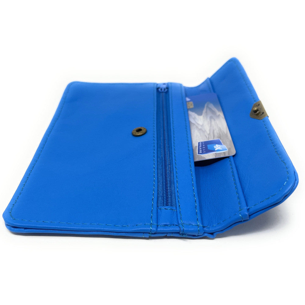 Pochette porte-monnaie en cuir lisse IMPRO Bleu