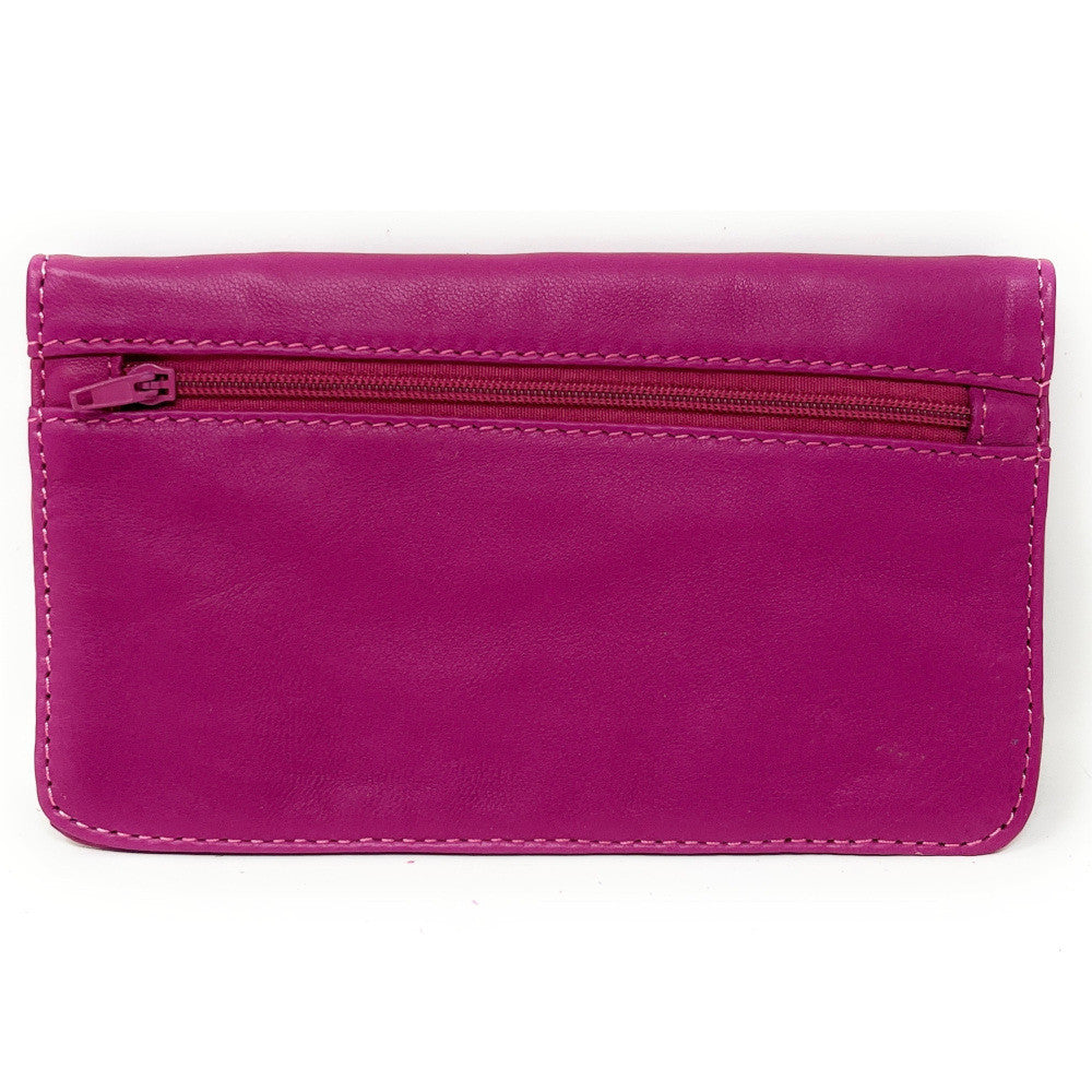 Pochette porte-monnaie en cuir lisse IMPRO Rose fuchsia