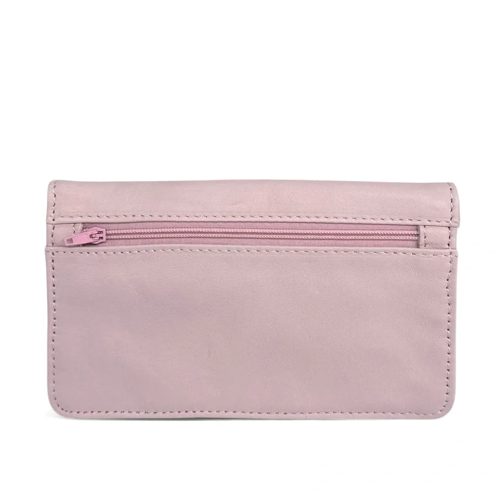 Pochette porte-monnaie en cuir lisse IMPRO Rose pâle